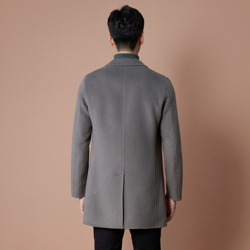 堡尼秋冬新品商务羊毛混纺呢子大衣双面呢单排扣外套男BM745041A - 图3
