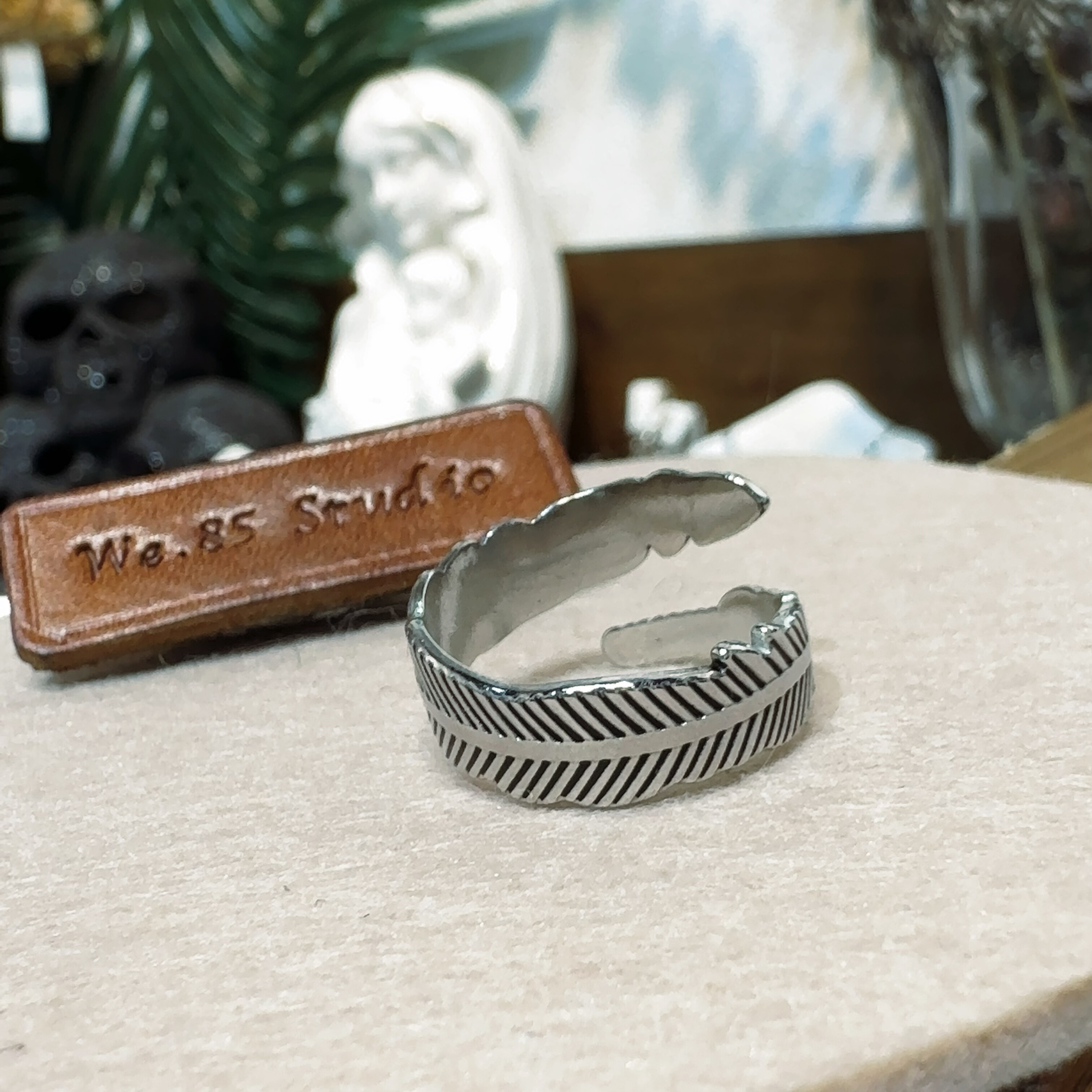 Retro Feather Ring Adjustable Simple Temperament Index Finger Couple Jewelry Ring Men and Women Pair of Rings