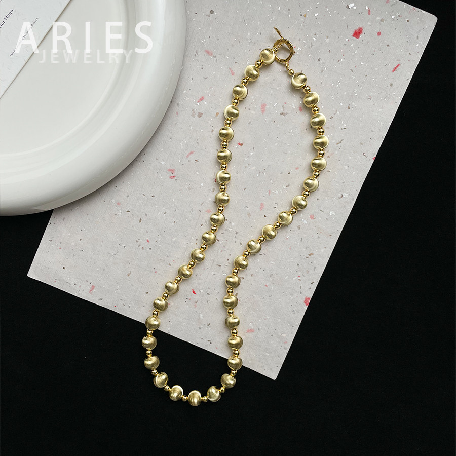 Aries S925纯银小灯泡拉丝猫眼圆球项链小众设计款时尚百搭锁骨链,淘宝优惠券,粉丝福利购,淘宝优惠卷