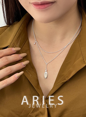 黑曜石925银锁骨链女简约项链