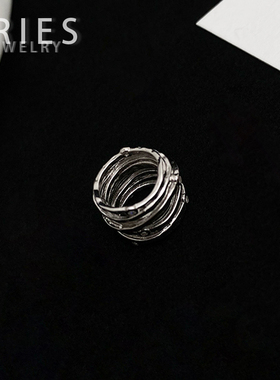 Aries S925纯银镀金多层缠绕线条复古小众个性吊坠