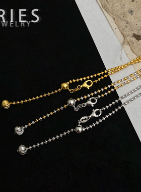 s925银意大利车花米珠豆豆项链