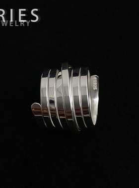 女生S925纯银金属风个性小众戒指