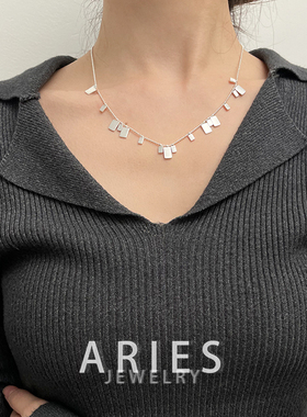 S925纯银毛衣链女抽拉调节项链