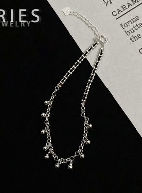 S925纯银流苏圆珠编织红绳手链