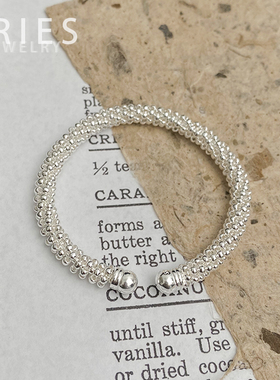 S925银法式风格缠绕圆珠手环