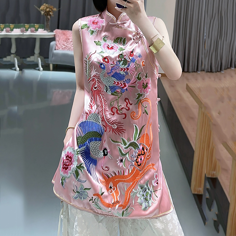 旗袍年轻款高端气质新中式国风裙子刺绣唐装女改良版民族风连衣裙-图1