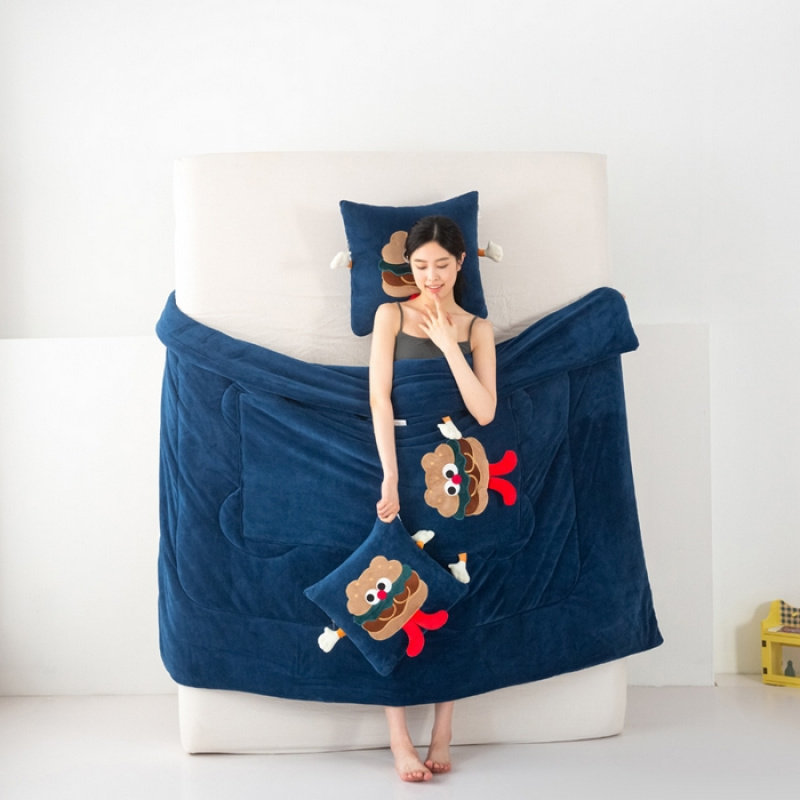 加厚牛奶绒贴布绣抱枕被折叠二合一靠垫被子午休毯子车载腰靠垫子,淘宝优惠券,粉丝福利购,淘宝优惠卷