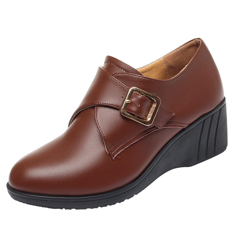 妈妈鞋单鞋坡跟真皮软底舒适大码春季女鞋中年鞋子春秋款女士皮鞋,淘宝优惠券,粉丝福利购,淘宝优惠卷