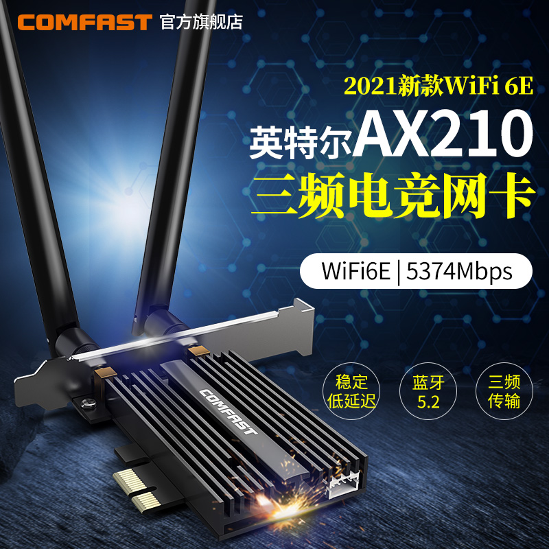 COMFAST AX200PRO增强电竞游戏3000M千兆双频5G英特尔AX210无线网卡台式机电脑蓝牙内置PCIE独立WIFI6接收器-图3