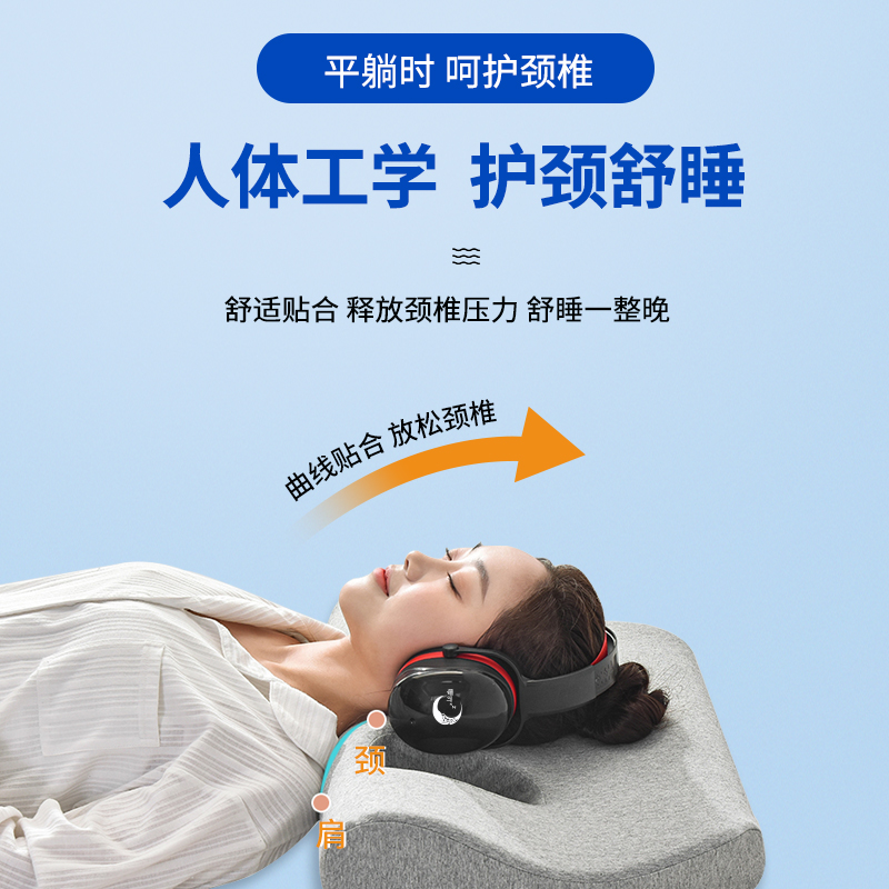 零听护耳枕头隔音耳罩适配不压耳带耳洞防压双孔空耳侧睡记忆棉枕