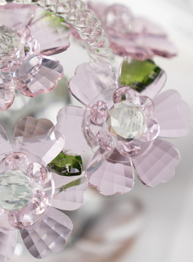 轻奢简约粉色水晶玄关工艺品摆件创意客厅酒柜家居花篮装饰品礼品