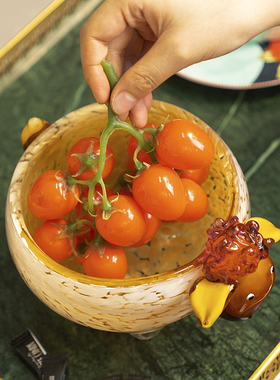 木南现代琉璃小羊收纳果盘果篓摆件创意客厅茶几餐桌干果盘装饰品