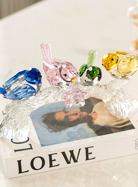 轻奢高档水晶喜鹊鸟摆件客厅卧室家居装饰品高档新婚礼物乔迁新居