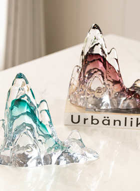 现代新中式琉璃假山摆件禅意石头高级感软装茶室书柜书房玄关饰品