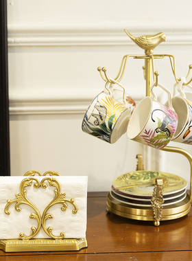 木南家居复古黄铜纸巾架收纳摆件