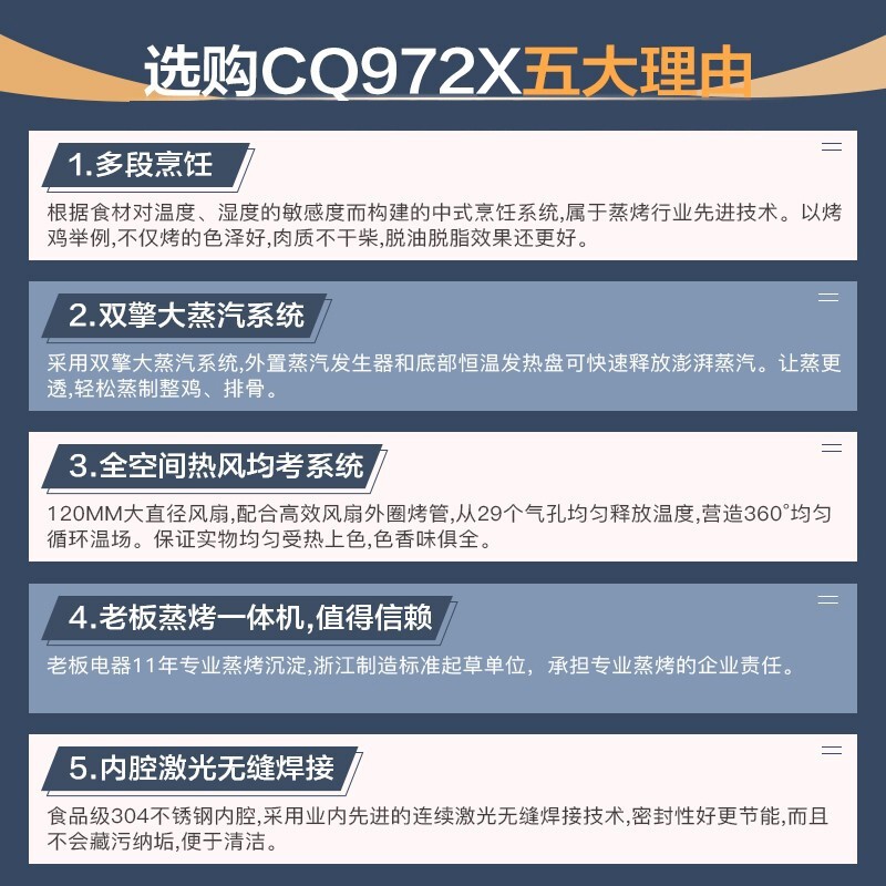 老板CQ972X蒸烤箱大容量家用智能嵌入式蒸烤一体机CQ972A官方旗舰 - 图2