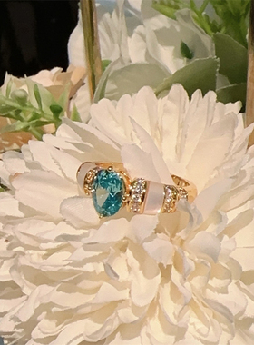 天然白母贝欧美蛋形彩色宝石戒指