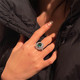 Lake Emerald European and American Oval Zirconia Micropaved Ring