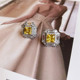 Yellow gemstone zircon European and American light luxury earrings necklace