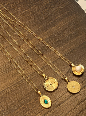 钛钢镀金欧美复古巴洛克短款项链