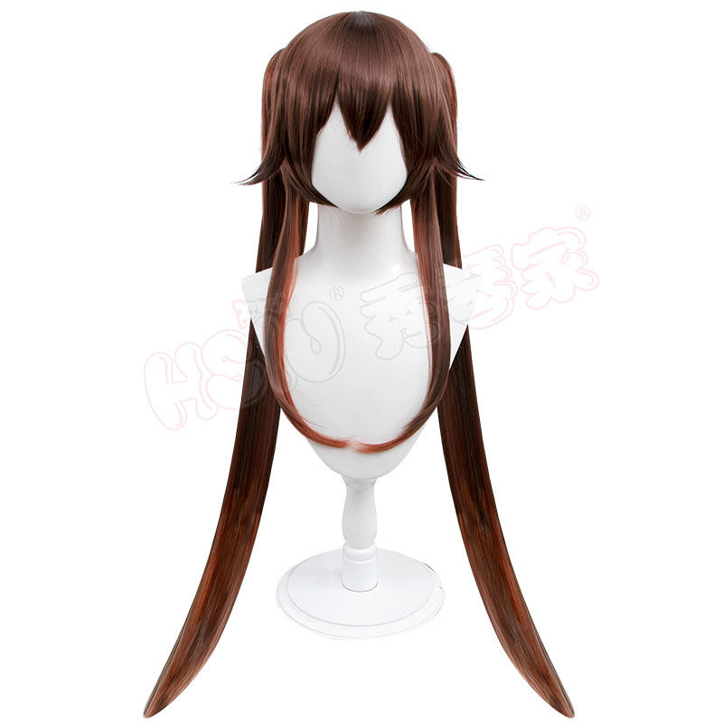 秀琴家 胡桃cos假发 原神cosplay假毛双马尾渐变棕 往生堂主 帽子