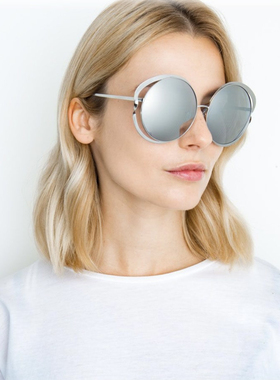 LFL660 女式超大圆框修脸太阳镜 钛金属款墨镜 INS大热款 超轻