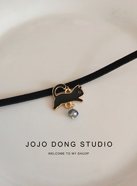 黑色猫咪choker少女心颈带锁骨链