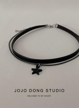choker双层黑色星星颈链女项圈短款锁骨链日韩百搭颈带项链饰品
