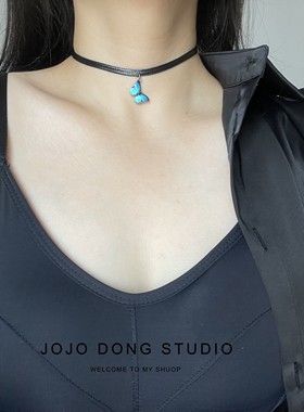 皮蜡绳ins彩色蝴蝶Lisa同款choker时髦日常百搭项圈颈带原宿风女