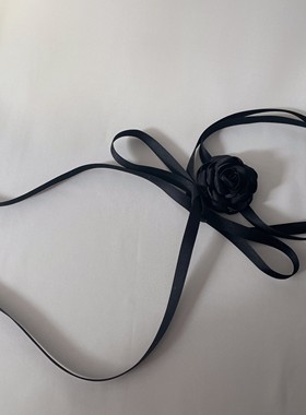 复古暗黑玫瑰山茶花高级感氛围花朵choker系带项链锁骨链装饰配饰