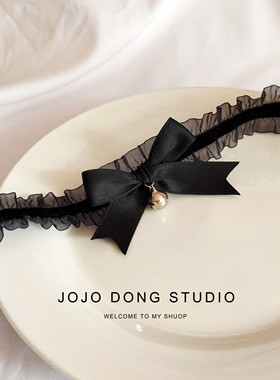 蕾丝蝴蝶结choker铃铛项圈颈带