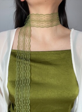 绿野仙踪蕾丝长条丝巾飘带choker绿色系带颈饰装饰围巾发带腰带女