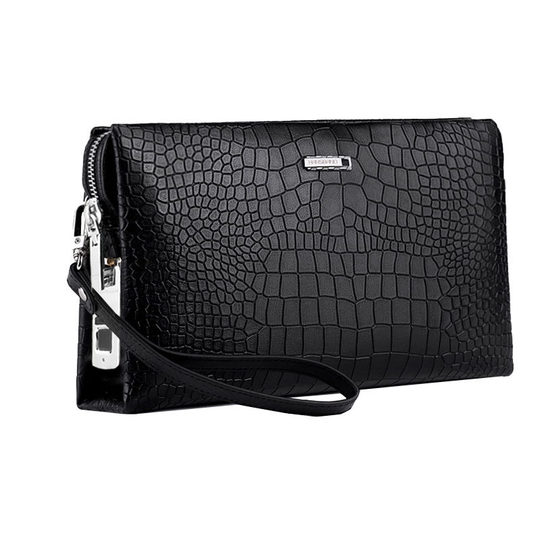 指纹解锁手拿包男头层牛皮手抓包时尚真皮手包大容量商务休闲夹包