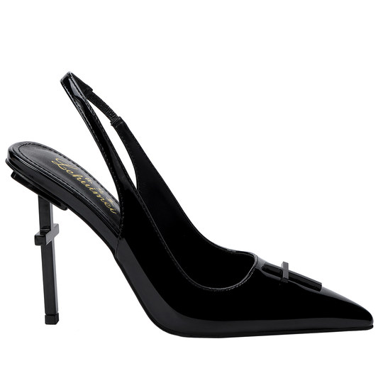 十字架异型高跟凉鞋2025新款浅口尖头真皮高级感包头外穿后空女鞋