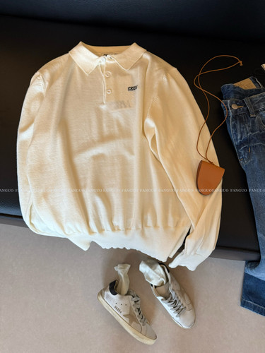 gro* 谬里谬气 知识分子风 经典羊毛polo衫针织衫女 - 图1