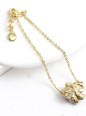 紫色银莲花手链女ins风小众设计法式森系甜美手饰手绘珐琅送礼物