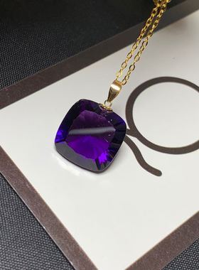 厂家 925银镶嵌紫水晶吊坠搭配18k金扣头首饰饰品