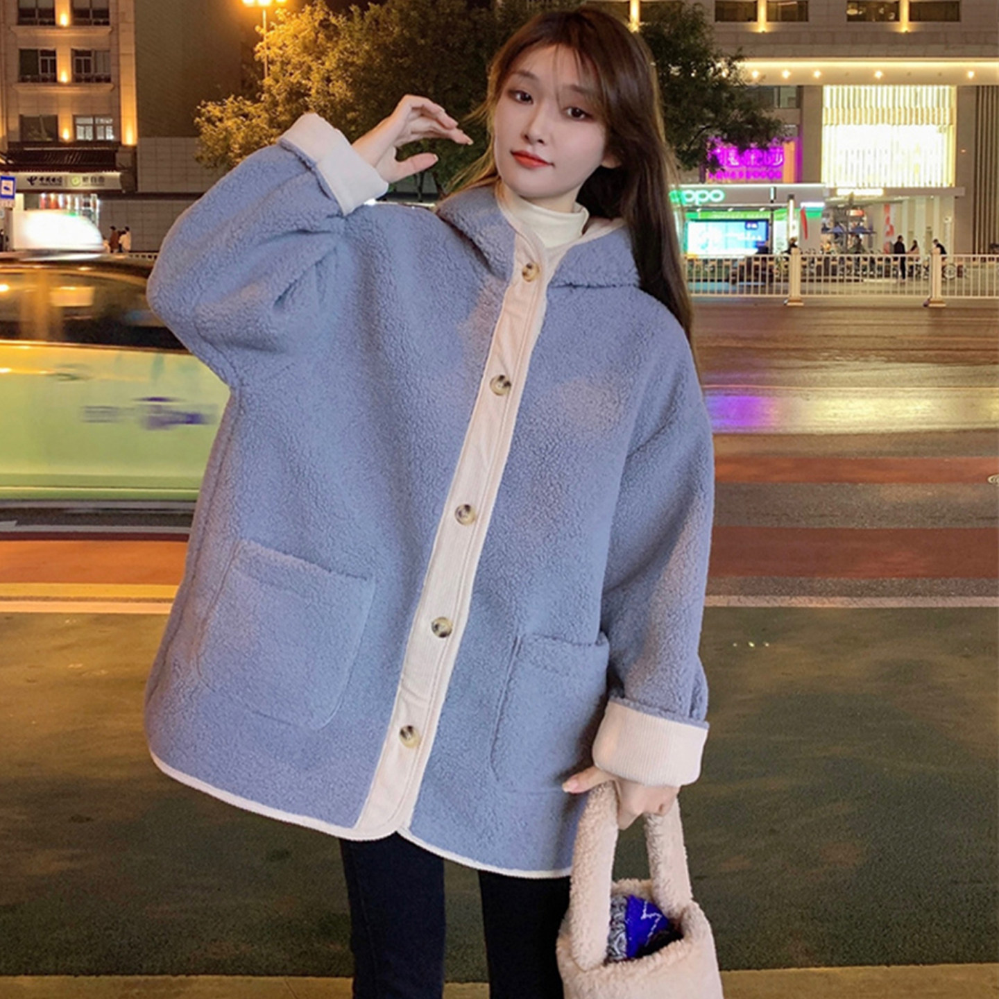 大码女装2025冬季新款胖mm韩版宽松显瘦连帽加厚仿羊羔毛棉衣外套,淘宝优惠券,粉丝福利购,淘宝优惠卷