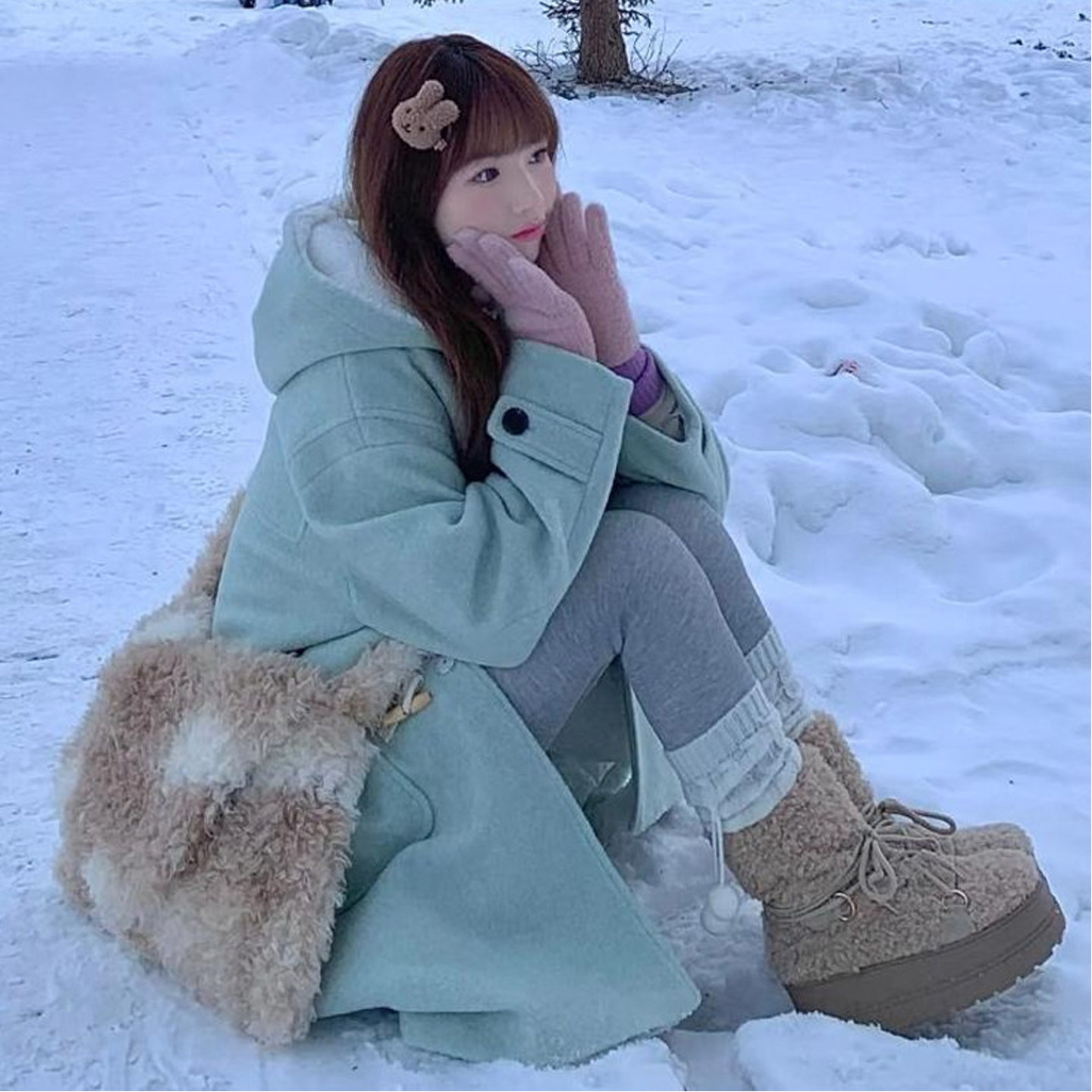 大码女装2025冬季新款胖mm复古牛角扣减龄薄荷绿夹棉毛呢外套大衣,淘宝优惠券,粉丝福利购,淘宝优惠卷