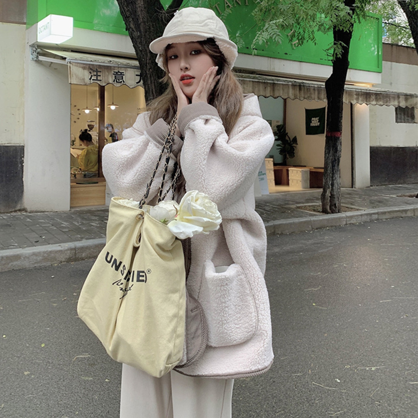 大码女装2025冬季新款胖mm韩版宽松显瘦连帽加厚仿羊羔毛棉衣外套,淘宝优惠券,粉丝福利购,淘宝优惠卷