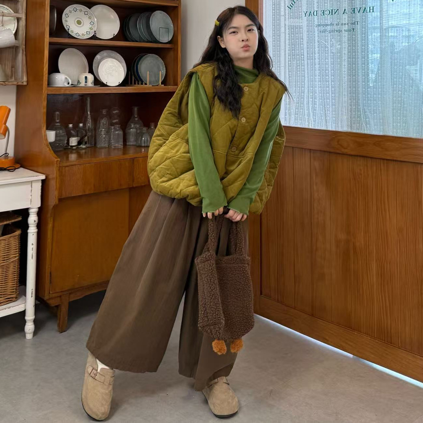 大码女装2025冬季胖mm韩版磨毛打底+灯芯绒夹棉马甲+裤子显瘦套装,淘宝优惠券,粉丝福利购,淘宝优惠卷