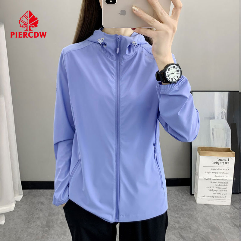 【PIERCDW品牌】UPF50+冰丝防晒衣女连帽凉感弹力防晒服防紫外线 - 图3