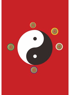 太极八卦五帝钱图镇宅旺财装饰贴