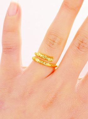 越南沙金开口金箍棒戒指