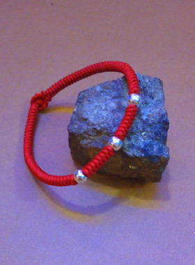 纯银转运珠编织金刚结本命年红绳