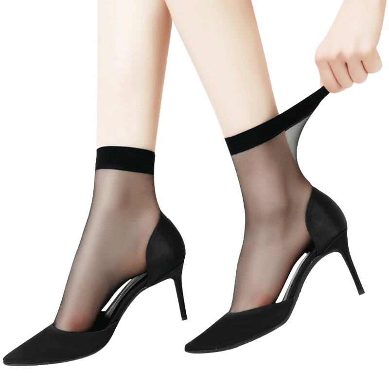 浪莎短丝袜女士透明肉黑色防勾丝 开欧服饰短袜/打底袜/丝袜/美腿袜