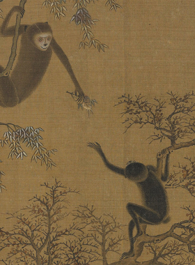 北宋易元吉秋景獐猿图卷仿古画复制画真迹版画绢画工笔画临摹画稿
