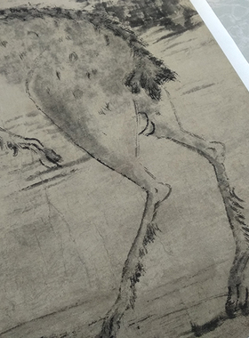 清四僧八大山人朱耷双鹿图国画走兽竖幅真迹复制画版画仿古装饰画