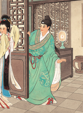 西厢记人物艺术微喷宣纸国画